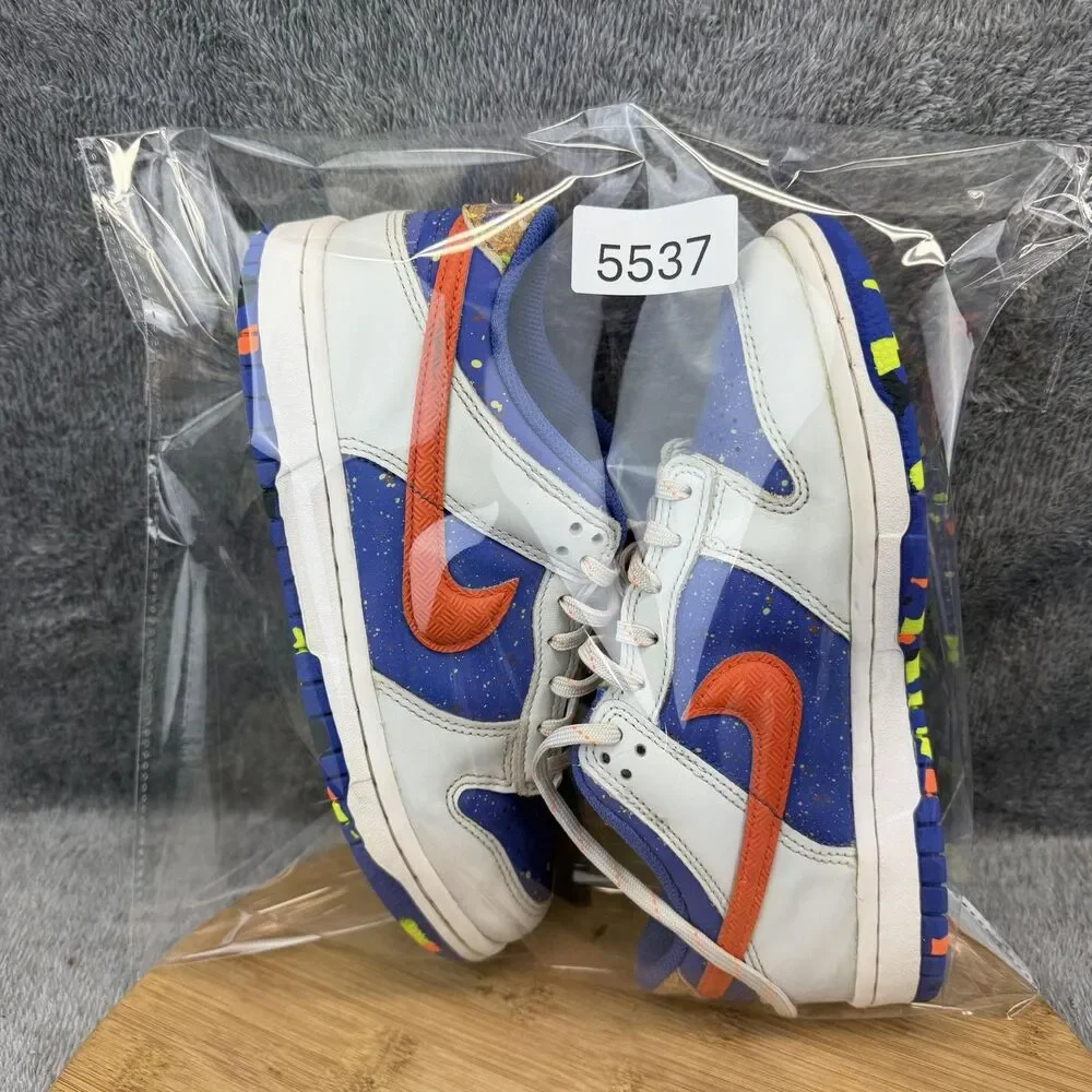Nike Dunk Low Shoes Boys Size 5.5Y Blue Orange Speckle Sneakers HJ9233-025